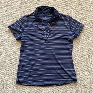 Tommy Armour Dri-Logic Golf Polo Shirt Women’s Size Medium Striped Navy Blue